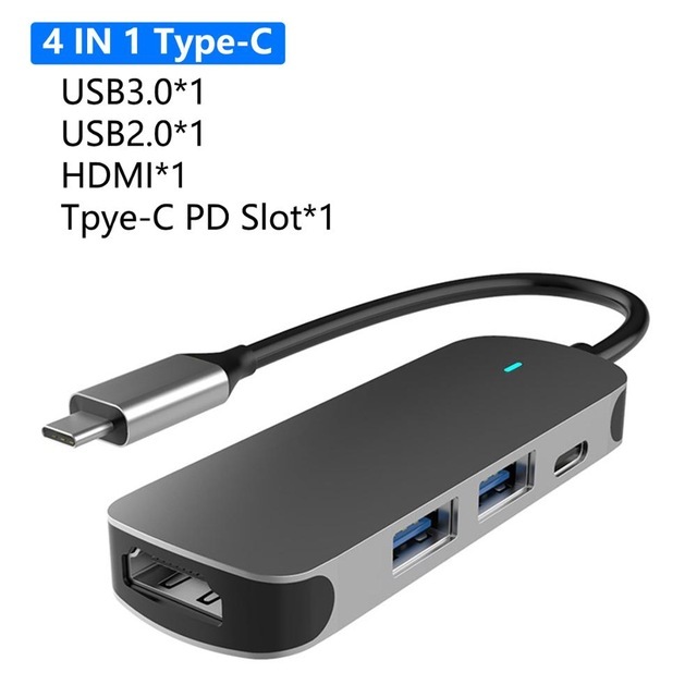 C Hub Type-C 3.1 to 4K HDMI-Compatible RJ45 USB SD/TF Card Reader PD Fast Charge 8-in-1 USB Dock For MacBook Air Pro PC HUB