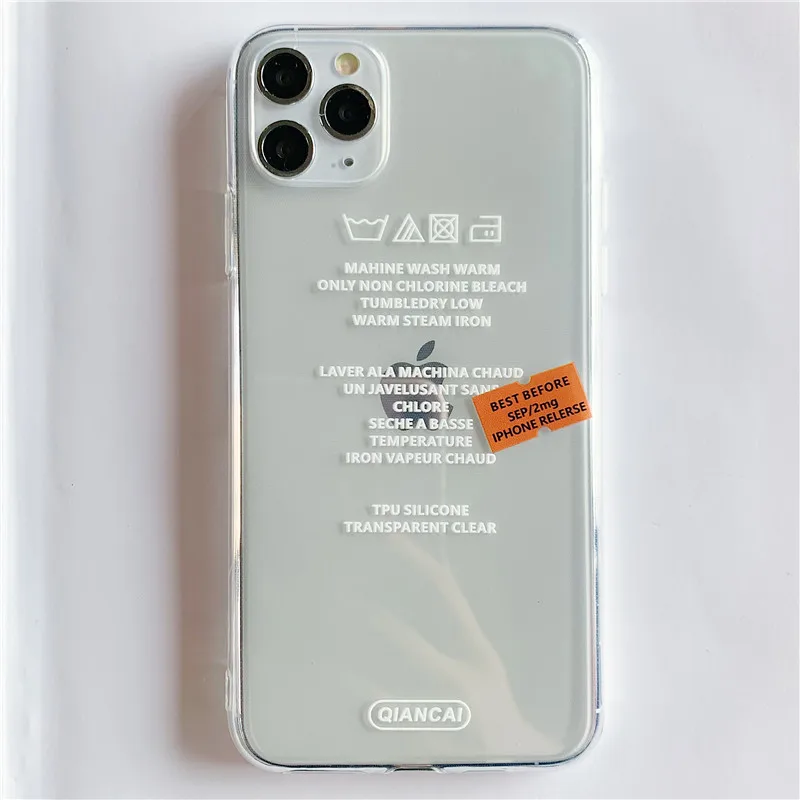 Прозрачный чехол для телефона с буквами этикеток для iPhone 11 Pro Max X XS XR Xs Max, мягкий прозрачный чехол из ТПУ для iPhone 7 8 Plus, задняя крышка
