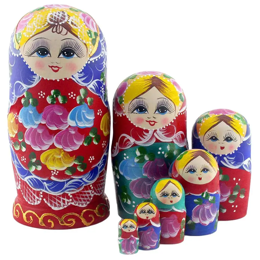 7 шт., этнические русские Матрешки, деревянные куклы с большим животом, складные матрешки, матрешки, куклы-головоломки, игрушки для домашнего декора, художественные изделия