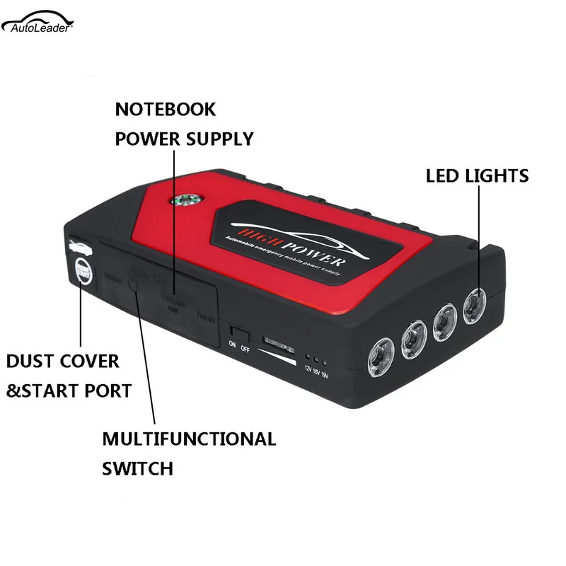 Автомобильное пусковое устройство, аварийное пусковое устройство 4USB 69800mAh 12V светодиодный светильник, Мобильный Внешний аккумулятор, автомобильное зарядное устройство, аккумулятор