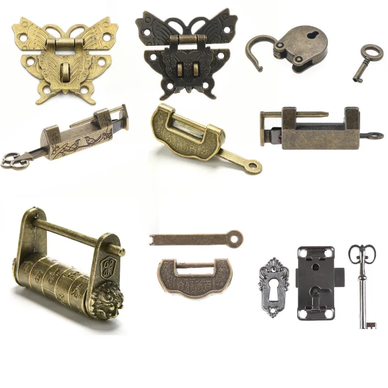 Chinese alt antikes altes Passwort Messing Stil Schloss Lock//Key YEC Ld
