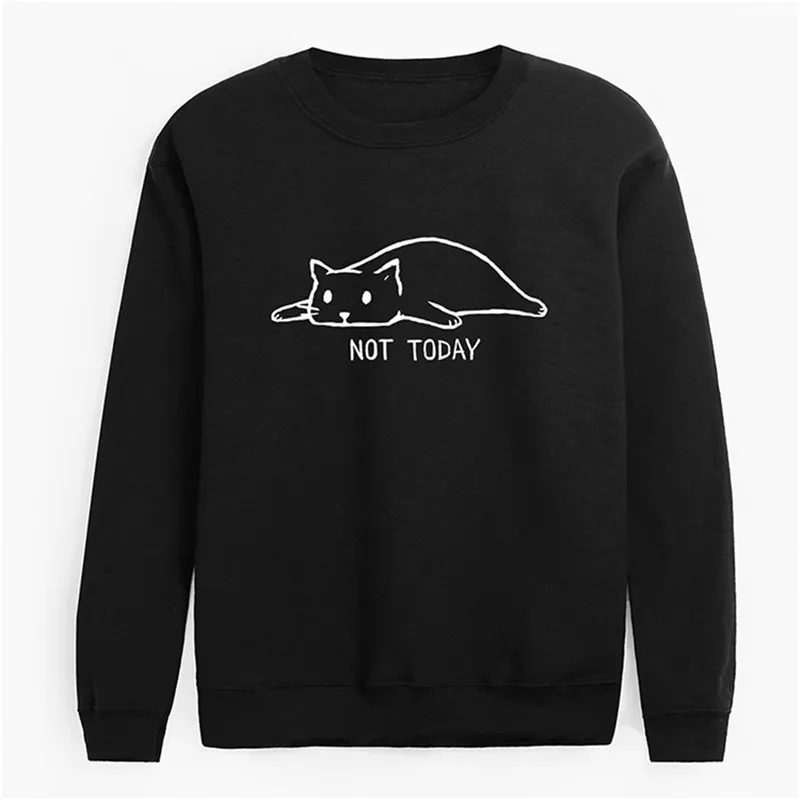 Толстовка Kpop с буквенным принтом «Not Today», милые ленивые Коты, графическая толстовка с круглым вырезом и длинным рукавом, худи Harajuku, Женская толстовка большого размера