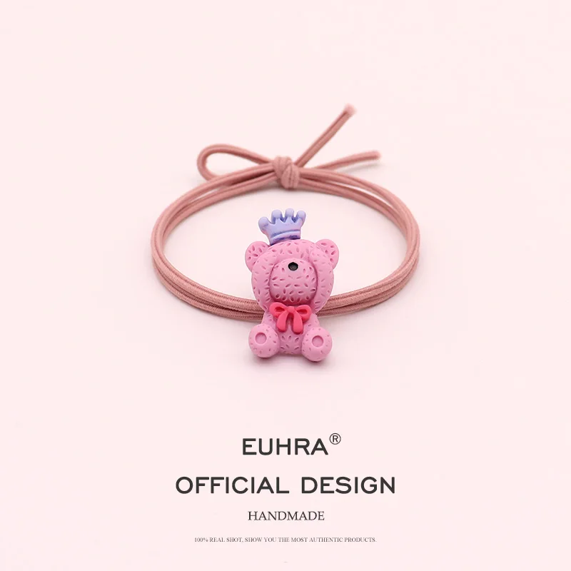 EUHRA, 5 цветов, застенчивый медведь, король, эластичные резинки для волос, резинки для волос для женщин и девочек, детские аксессуары для волос, резинка - Цвет: Color A