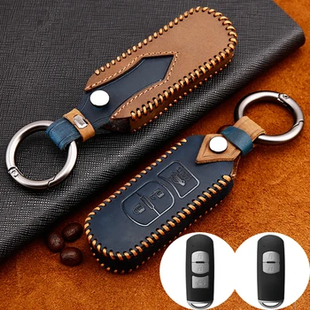 

Leather Car Key Cover Remote Fob Case For MAZDA 2 3 5 6 CX-3 CX-5 CX-7 CX-9 Speed Miata MX5 Shell Jacket Protector 2 3 Button