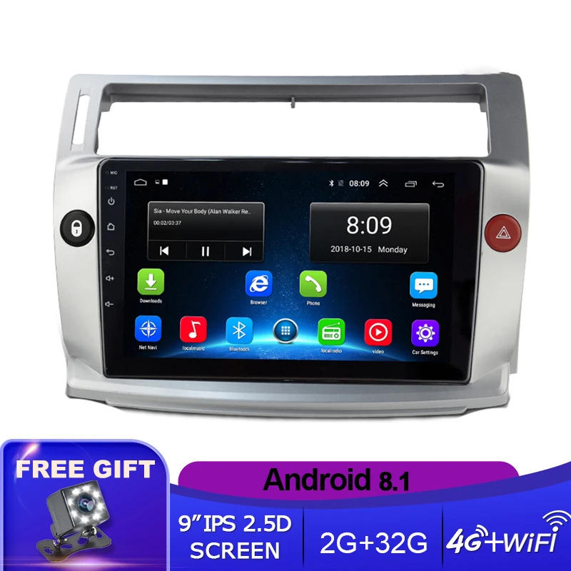 

9'' IPS 2.5D Android 8.1 Car Radio For Citroen C4 C-Triomphe C-Quatre 2004-2009 Car Dvd Player Car Accessory 4G Multimedia