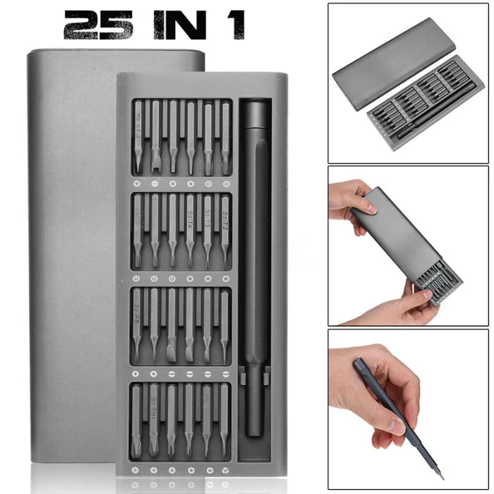 New Hot 25 In 1 Multi-Tool Magnetic Screwdriver Heads Set Repair Kit with Alloy Case USJ99