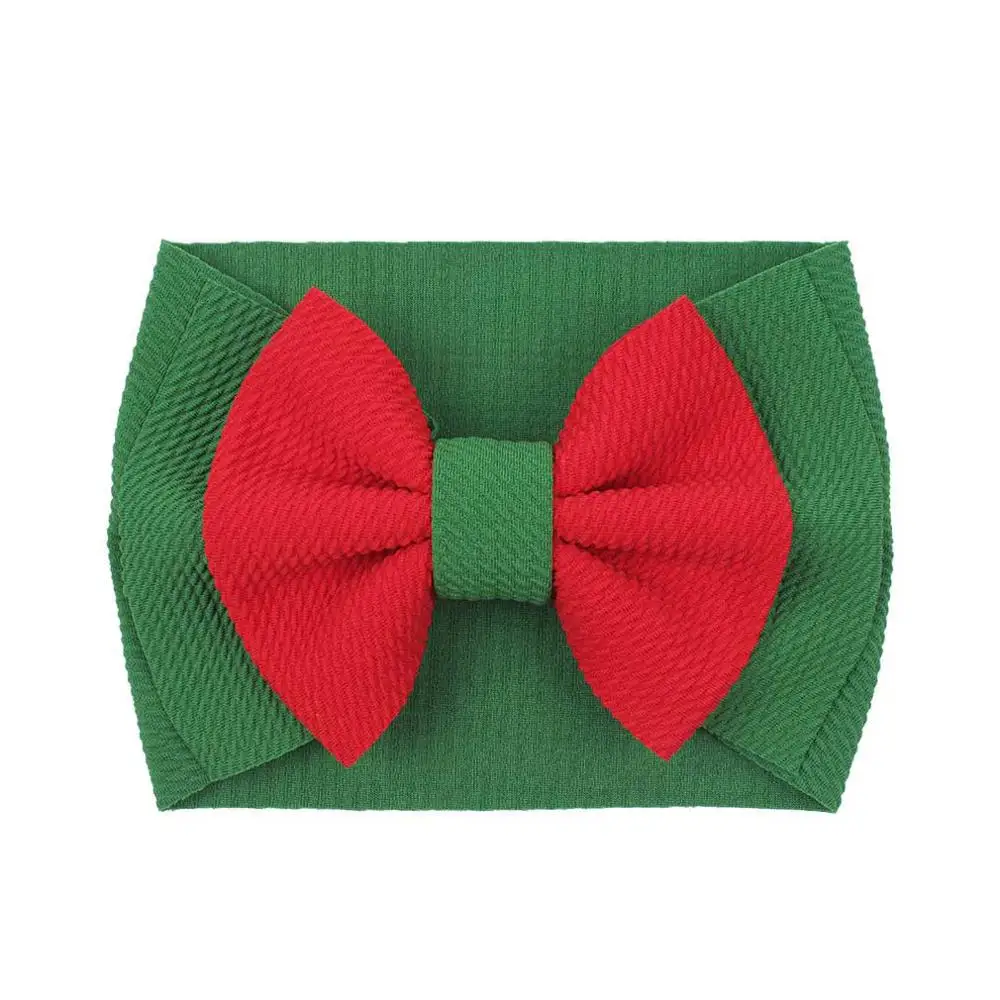 C2 Green Детские чалма с бантиком 5 ''большие банты для волос, ободок для девочек, Рождественская повязка на голову, текстурированная ткань, эластичные детские аксессуары для волос HB293D - Цвет: C2 Green