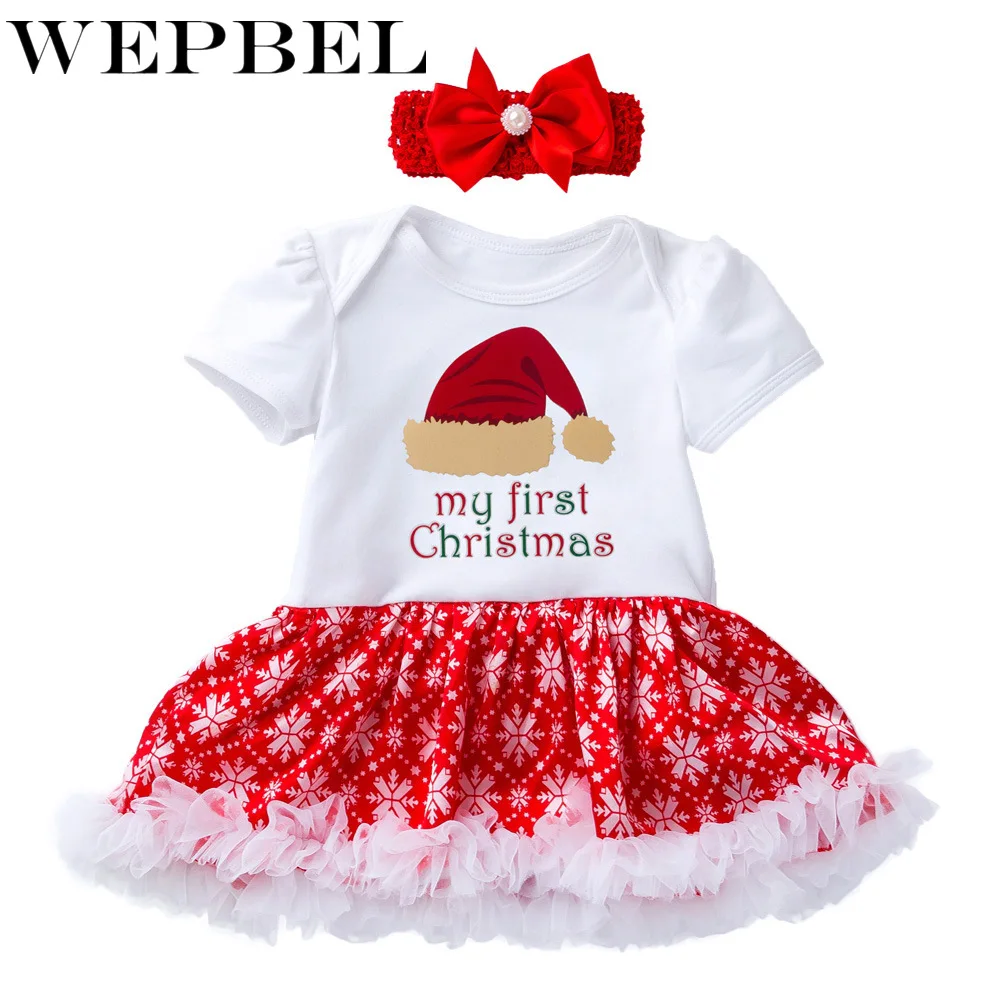 WEPBEL/Рождественская одежда для маленьких детей; платье; наряд для девочек; комбинезон для новорожденных