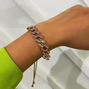 

Cinsionze Women's Luxury Rhinestone Inlaid Golden Crystal Bracelets