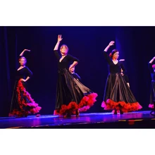 Роскошная командная одежда Фламенко юбка для женщин Цыганские девушки испанский традиционный Национальный танцевальный костюм кружевное атласное Макси платье