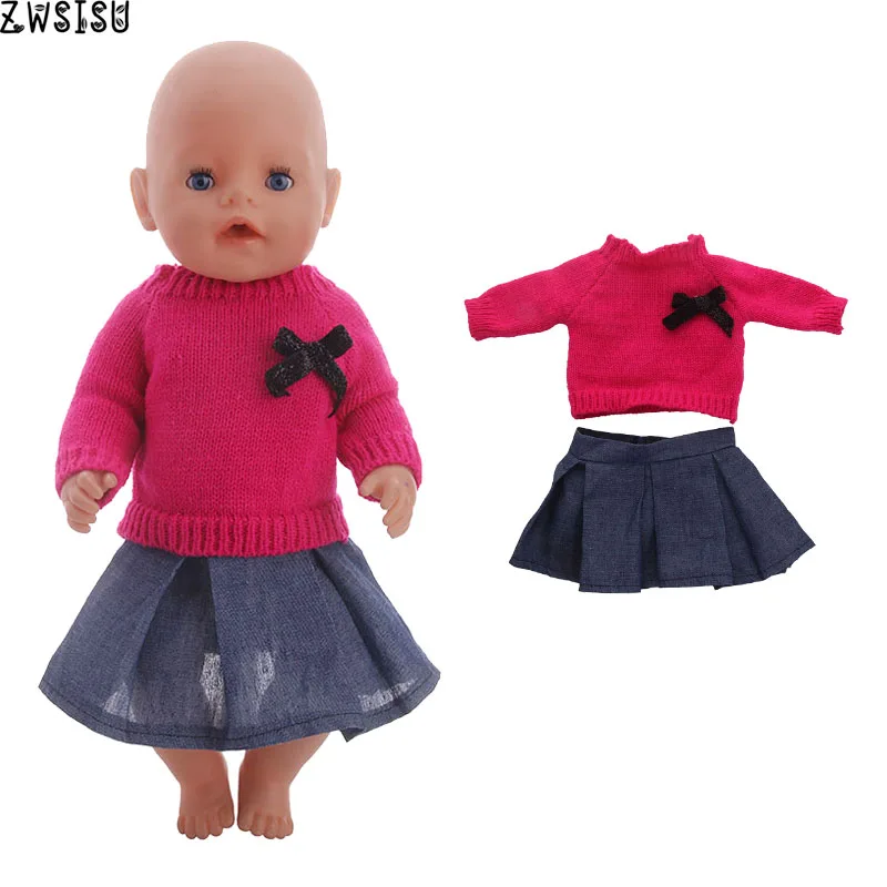 n1484 4 шт./компл. кукольная одежда, жилетка, футболка и юбка-пачка, леггинсы для 18 дюймов с капюшонами в американском и 43 см для ухода за ребенком для мам Кукла-младенец для поколения на Рождество для маленьких девочек плюшевого мишки, игрушка - Цвет: n1484