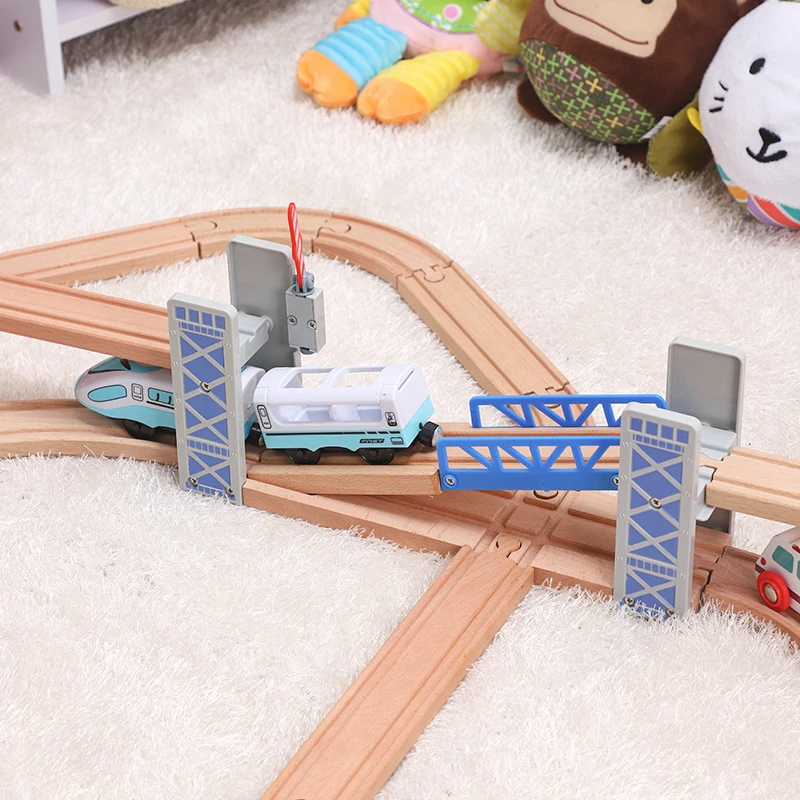 Wooden Train Tracks Railway Toys Set Wooden Double Deck Bridge Wooden Accessories Overpass Model Kid's Toys Children's Gifts