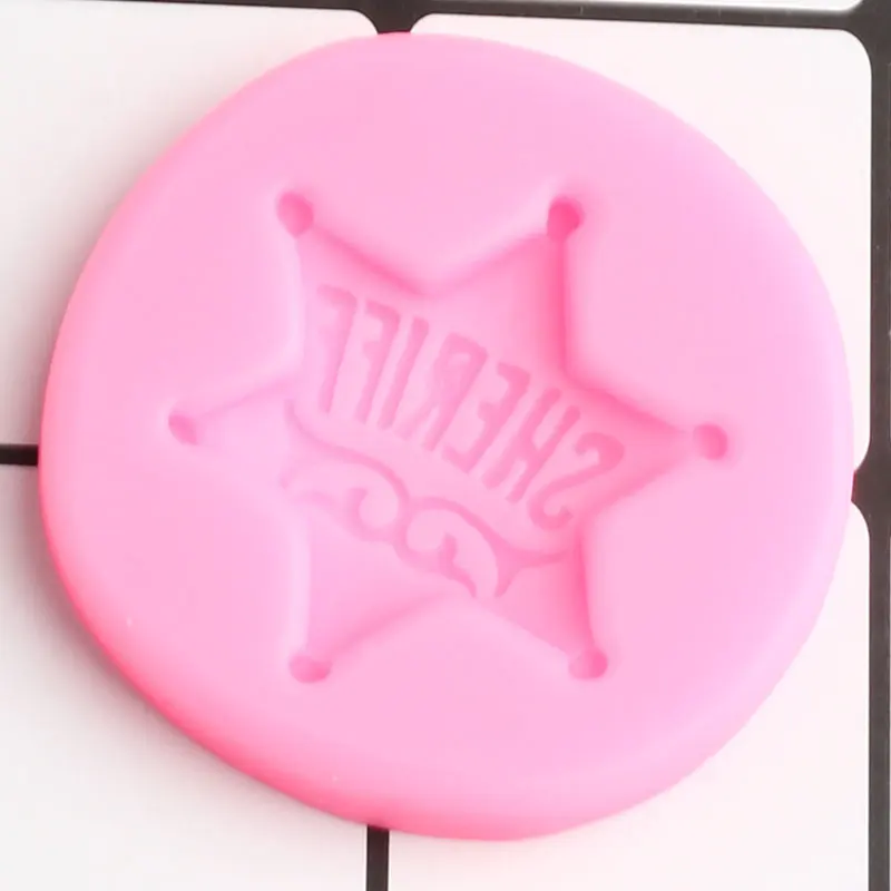 Sheriff Badge Silicone Molds Baby Party Cupcake Topper Fondant Cake Decorating Tools Cookie Baking Candy Clay Chocolate Moulds