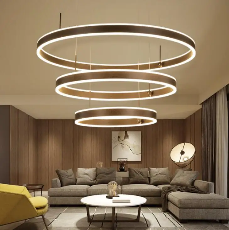 

Nordic lighting materials modern minimalist living room multi-layer creative chandelier led round