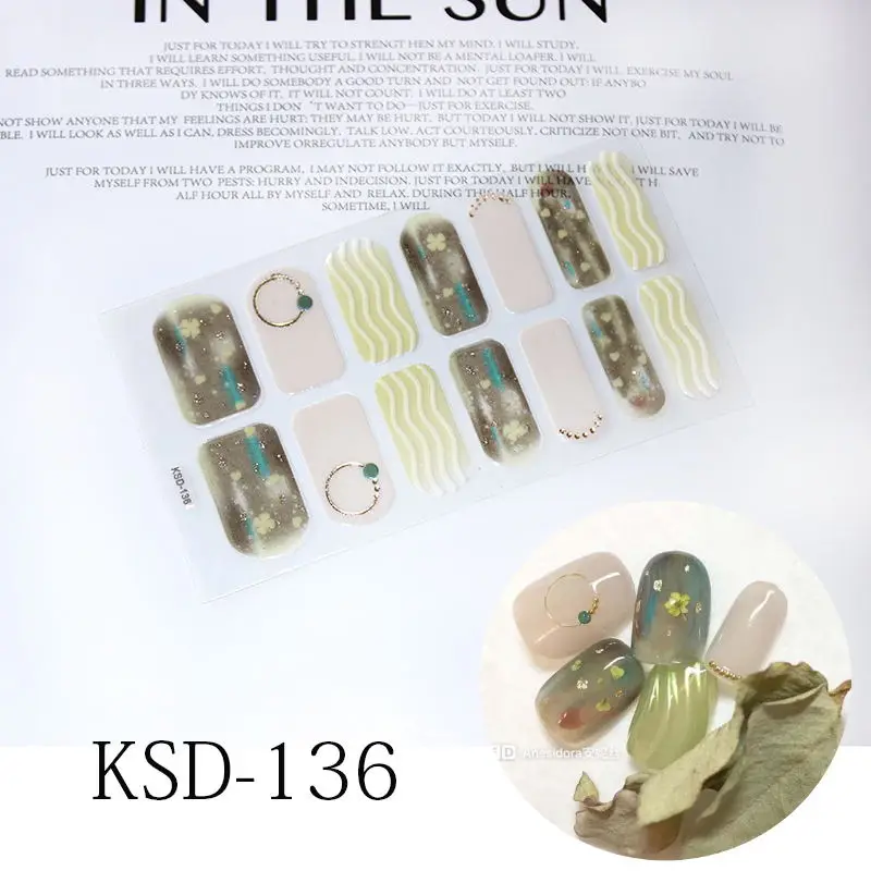 KSD-136 Новинка! аксессуары для ногтей. Самоклеящиеся блестящие наклейки. Маникюрные наклейки для ногтей. Водостойкие наклейки для женщин и девушек - Цвет: KSD-136