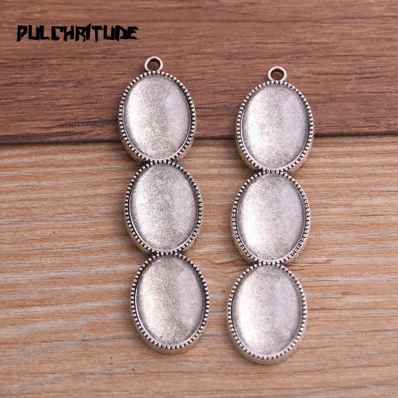 PULCHRITUDE 6 шт. продукт 13*18 мм* 3 внутренний размер Два цвета металлический сплав простой Овальный Кабошон Подвеска Установка ювелирных изделий