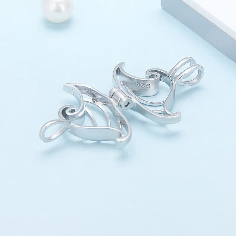 3pcs Sea Wave Shaped Women Silver 925 Jewelry Pendant for Necklace 925 Sterling Silver Pearl Pendant Locket SC021SB