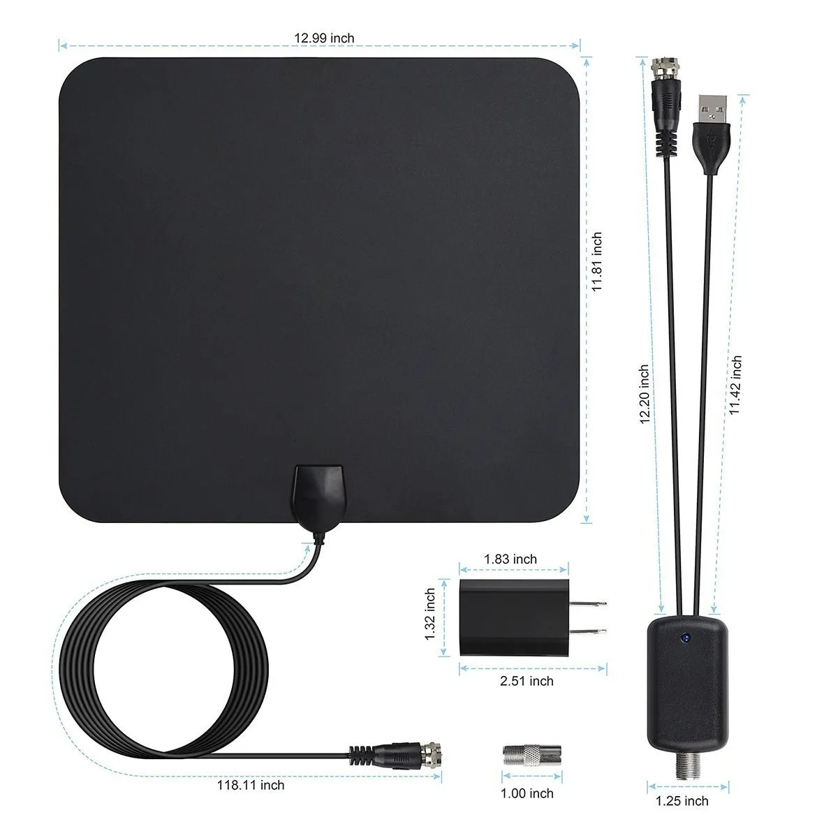 

American ATSC HD indoor HDTV digital TV antenna DVB-T2 DTMB with USB adapter