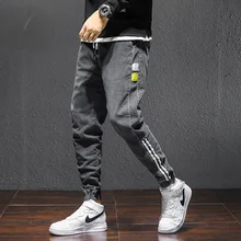 

Autumn Winter Baggy Men's Cargo Jeans Fashion Harlan Cotton Streetwear Harajuku Pants Joggers Elastic Waist Trousers Male M-4XL