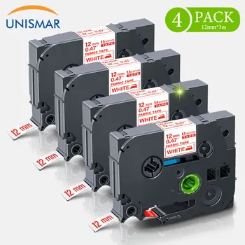 

Unismar 4PK TZ-FA3R TZFA3R Fabric Iron-on TZe Tape for Brother TZe-FA3R 12mm Red on White for Brother P-touch Label Printer