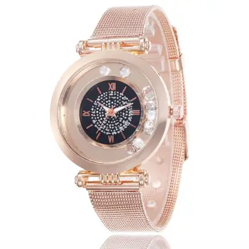 

Shopee popular fashion ins style personalized net belt women's watch round cake with diamond bead Watch