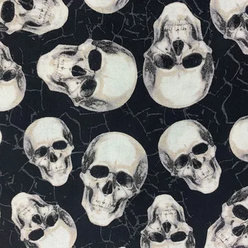 

Fashion Black/White Skull Fabric Cotton Fabric Cool Head Skull Digital Print Sewing Material Diy Home Patchwork Dress Clothing