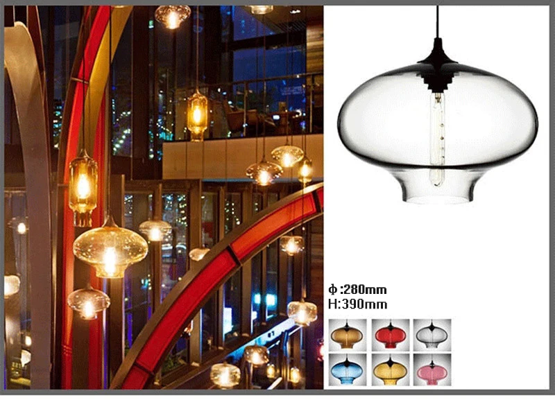 Modern Creative Glass Pendant Lights Loft E27 LED Colorful Simple Hanging Lamps for Kitchen Living Room Bedroom Restaurant Hotel