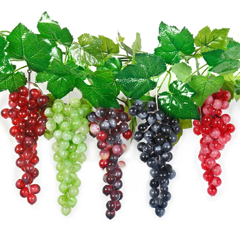 18CM Artificial Fruit Grapes Plastic Fake Decorative Fruit Lifelike Home Wedding Party Garden Decor Mini Simulation Fruit