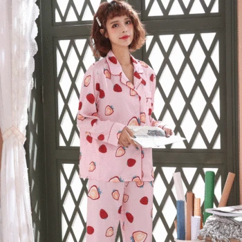 

2020 New Spring Pajamas Set Women Sleepwear Long Sleeve Shirt + Pants Nightwear Pyjama Loungewear Cute Pyjama Set Women Homewear