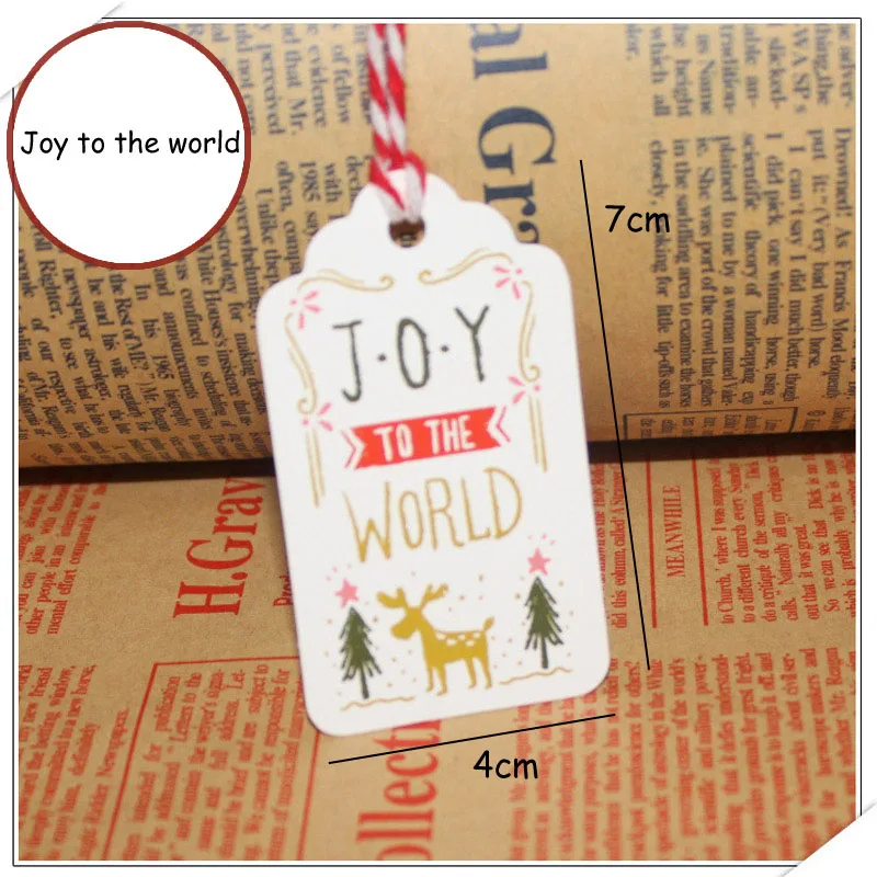 Joy to the world Домашний декор Navidad бумажные бирки вечерние сувениры 50 шт. с 10 м струной Рождественская окрашенная Закладка кулон Висячие украшения 4*7 см - Цвет: Joy to the world
