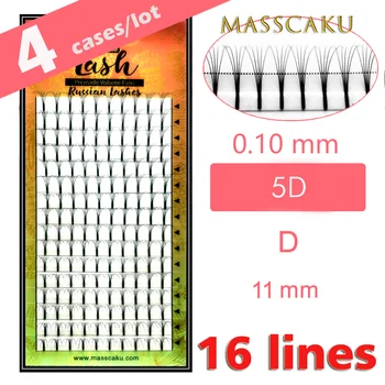 

MASSCAKU 4Cases/lot Premade Russian Volume Fans 3d/4d/5d/6d Eyelashes Long Stem Lash Pre made False Mink Strip Individual Lashes