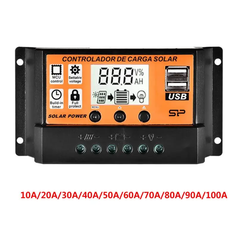 MPPT 10A/20A/30A/40A/50A/60A/70A/80A/90A/100A автоматический ЖК экран Солнечный контроллер заряда