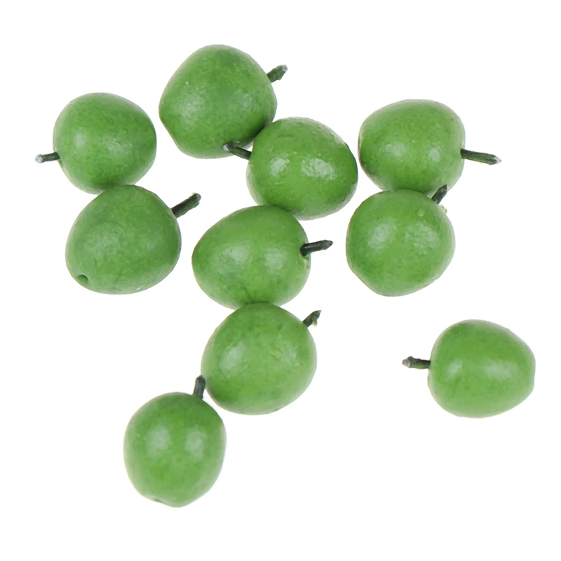 

New 1/12 doll house miniature accessories mini resin green apple simulation fruit model toy doll house decoration 10Pcs