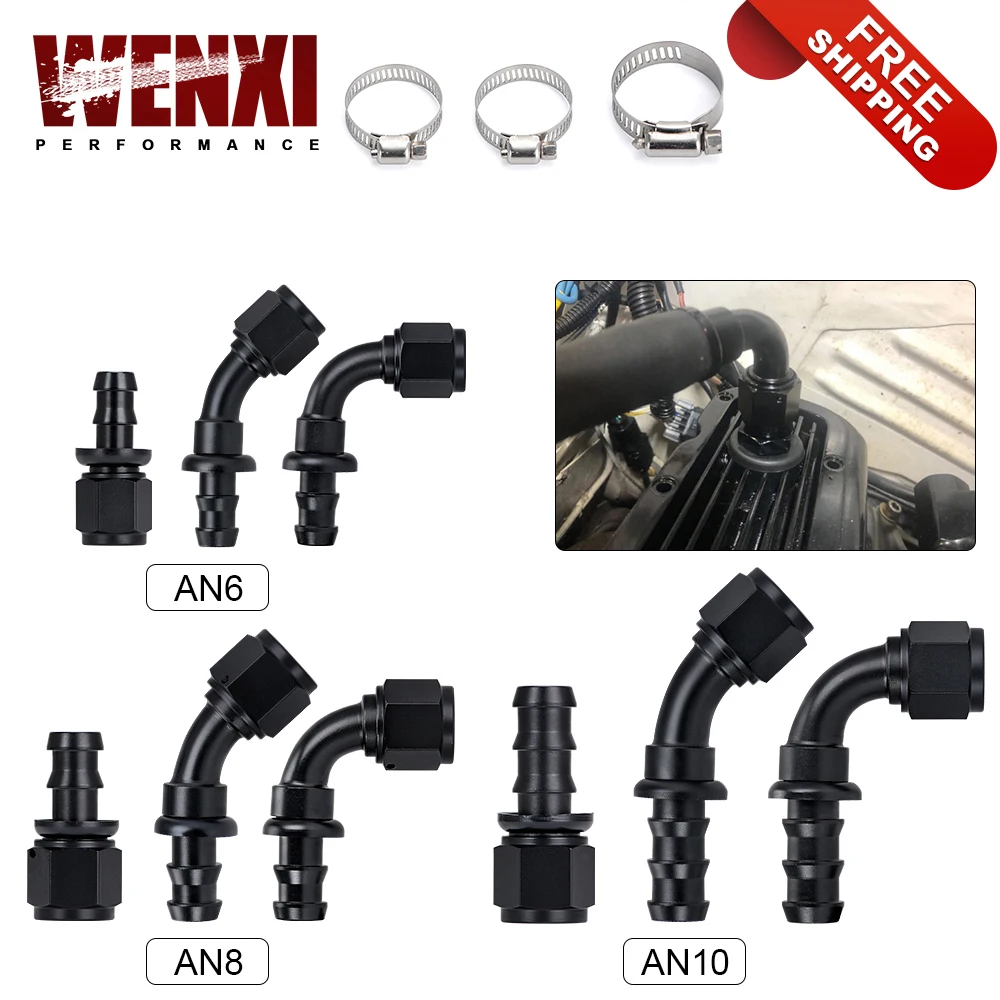 

Universal AN6 AN8 AN10 Push-on Hose End Fittings Fuel Oil Cooler Hose Fitting 0 45 90 180 Degree Reusable Connection Adapter