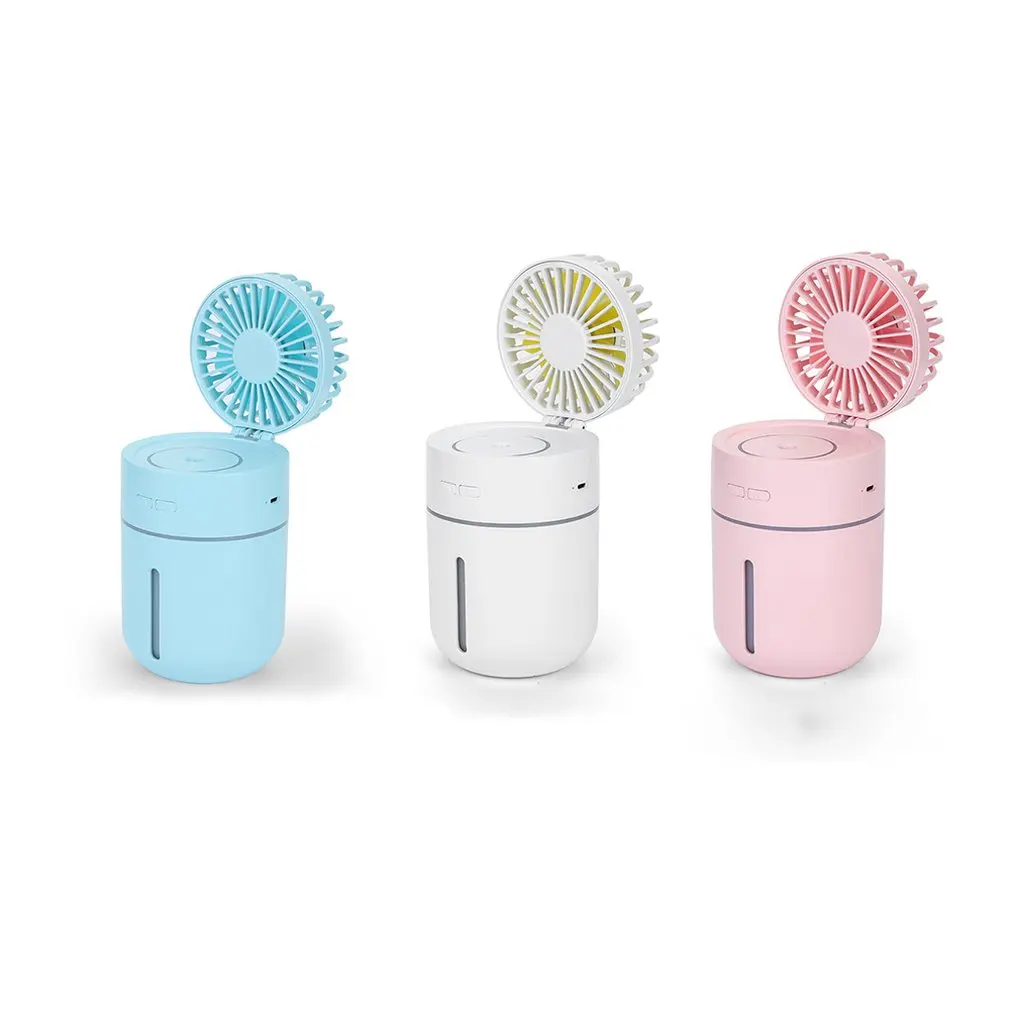 Creative T9usb Rechargeable Atmosphere Light Mini Humidification Desktop Fan Student Summer Portable Small Fan