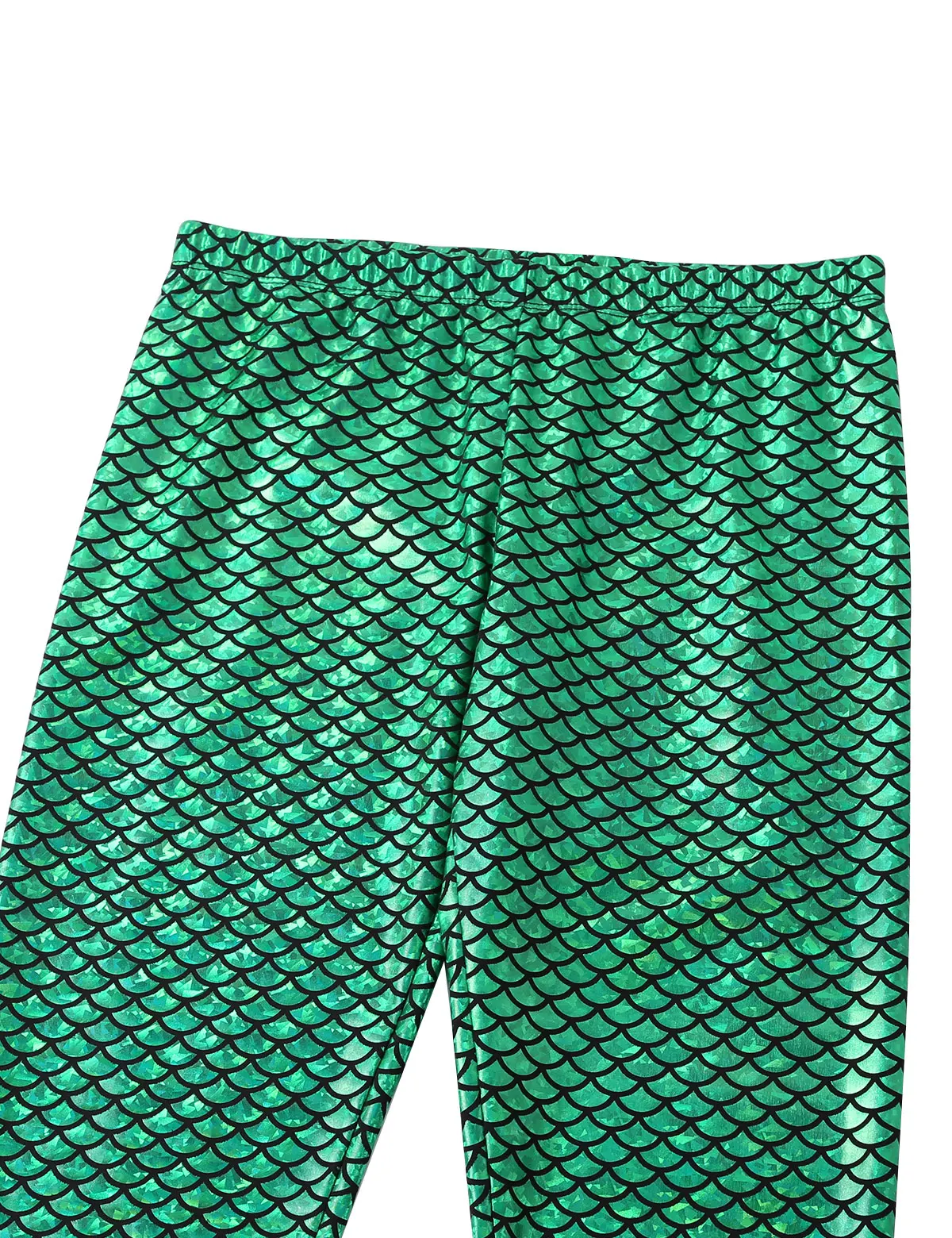 Men Shiny Mermaid Fish Scales Printed Mid Rise Elastic Waistband Skinny Leggings Tights Club Party Festival Rave Dance Costume