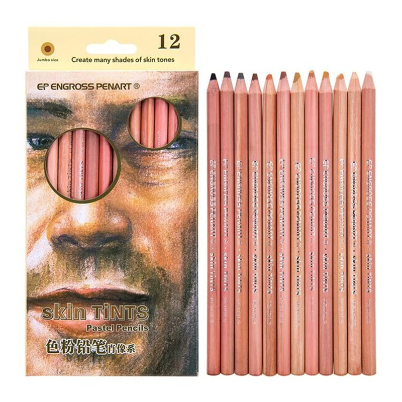 12 Professional Soft Pastel Pencils Wood Skin Tints Pastel Colored Pencils For Drawing School Colored Stationery 12 Professional Soft Pastel Pencils Wood Skin Tints Pastel Colored Pencils For Drawing School Colored Stationery
