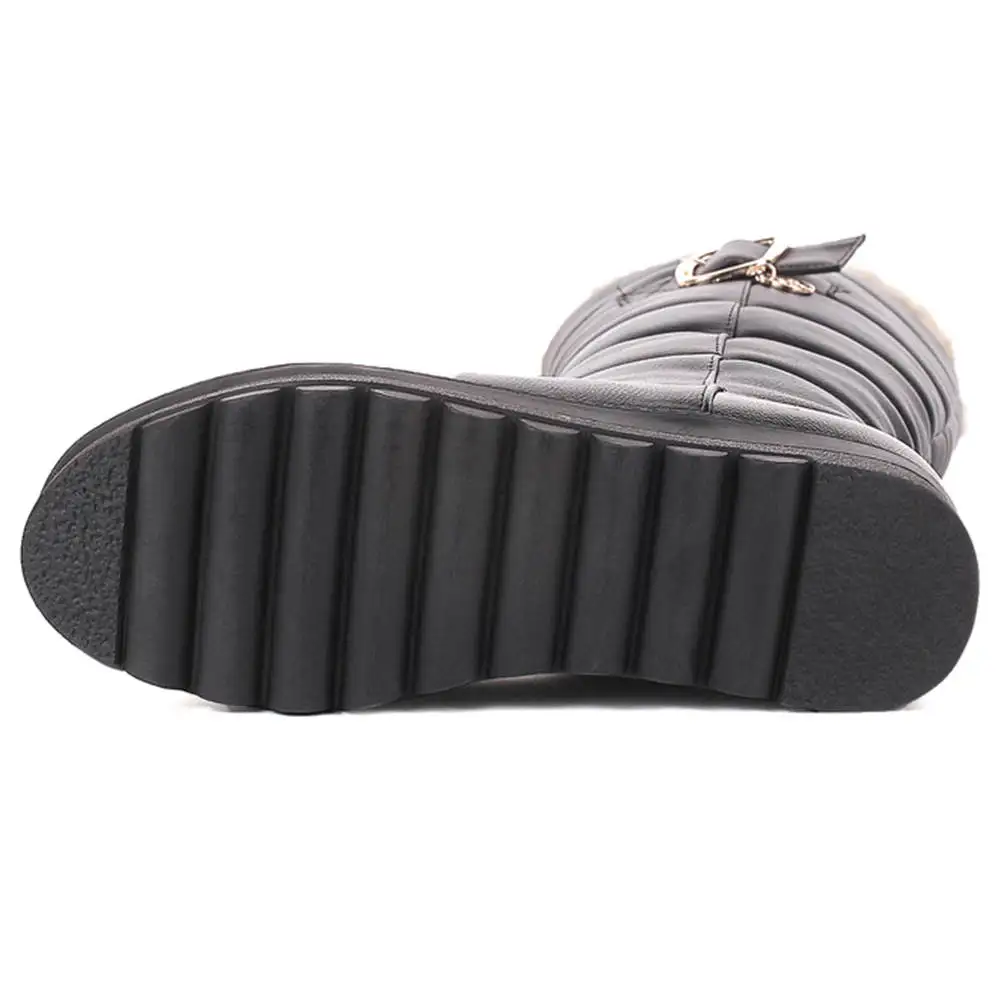 BONJOMARISA Winter 34-43 Warm slip-on Platform Boots Ladies Waterproof mid-calf Snow Boots Women Casual Wedges Shoes Woman