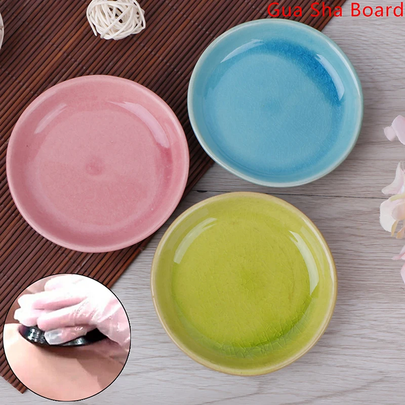 Ceramic Gua Sha Board Disc Plate  Stovepipe Slim Thin Legs Tools Body Facial Eye Scraping Plate Acupuncture Massage Relaxation