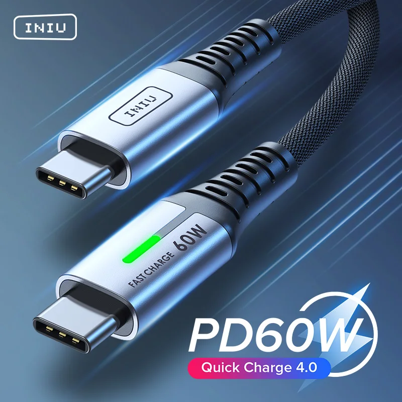 Кабель INIU PD 60 Вт USB C/USB Type C для Macbook Pro iPad Xiaomi Huawei Samsung LG One Plus | Мобильные телефоны и