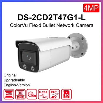 

Original hikvision ColorVu Fixed Bullet ip Camera DS-2CD2T47G1-L 4MP Support PoE Hik-Connect app CCTV Camera SD Card Slot