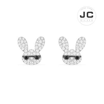 

New Fashion Charms Tibetan silver Original Copy Jewelry,Silver Naughty Rabbit Earrings For Women With Mono Logo Zircon Gift Box