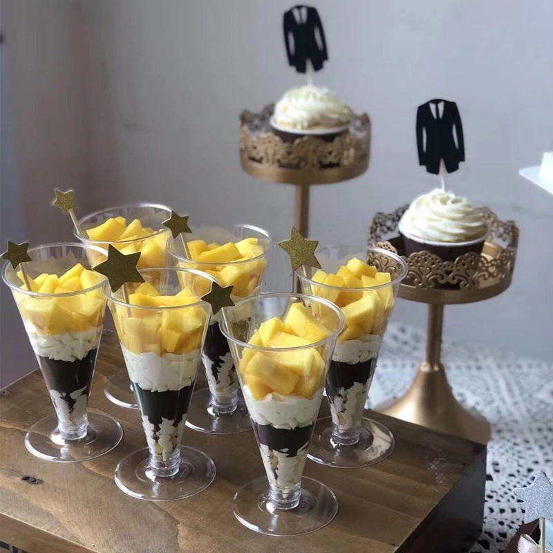 

High quality heart shape disposable pudding cup 180ml wine coaktail ice cream glass wedding party favor drink plastic cups