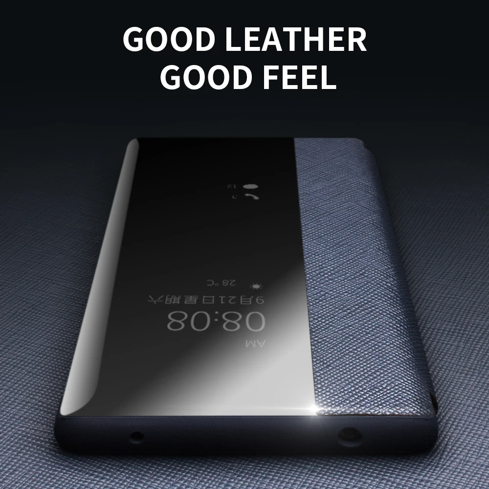 QIALINO Fashion Genuine Leather Flip Cover for Huawei P30 P40 Pro+Plus Luxury Handmade Smart Window Case for Huawei Mate 30 Pro