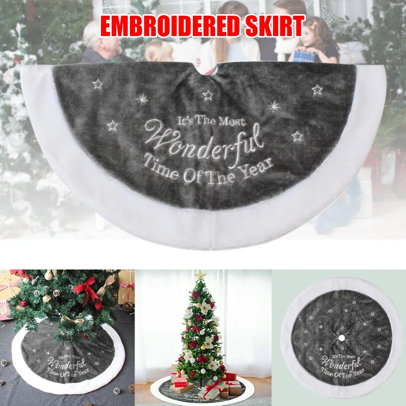 

Hot 90cm Plush Christmas Tree Skirt Snowflake Festive Home Xmas Tree Decor D6