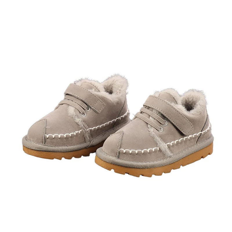 Dolakids/зимние ботинки; детская кожаная хлопковая обувь для мальчиков и девочек; бархатная обувь; Детские теплые Нескользящие повседневные ботильоны; 0-6