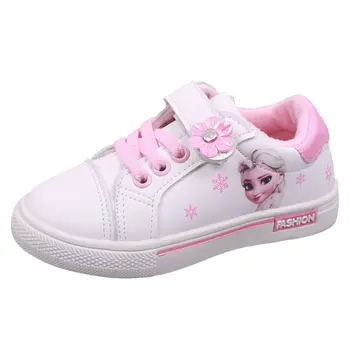 

Disney children plus velvet cotton shoes new autumn and winter girls princess white shoes frozen elsa sneakers sports shoes