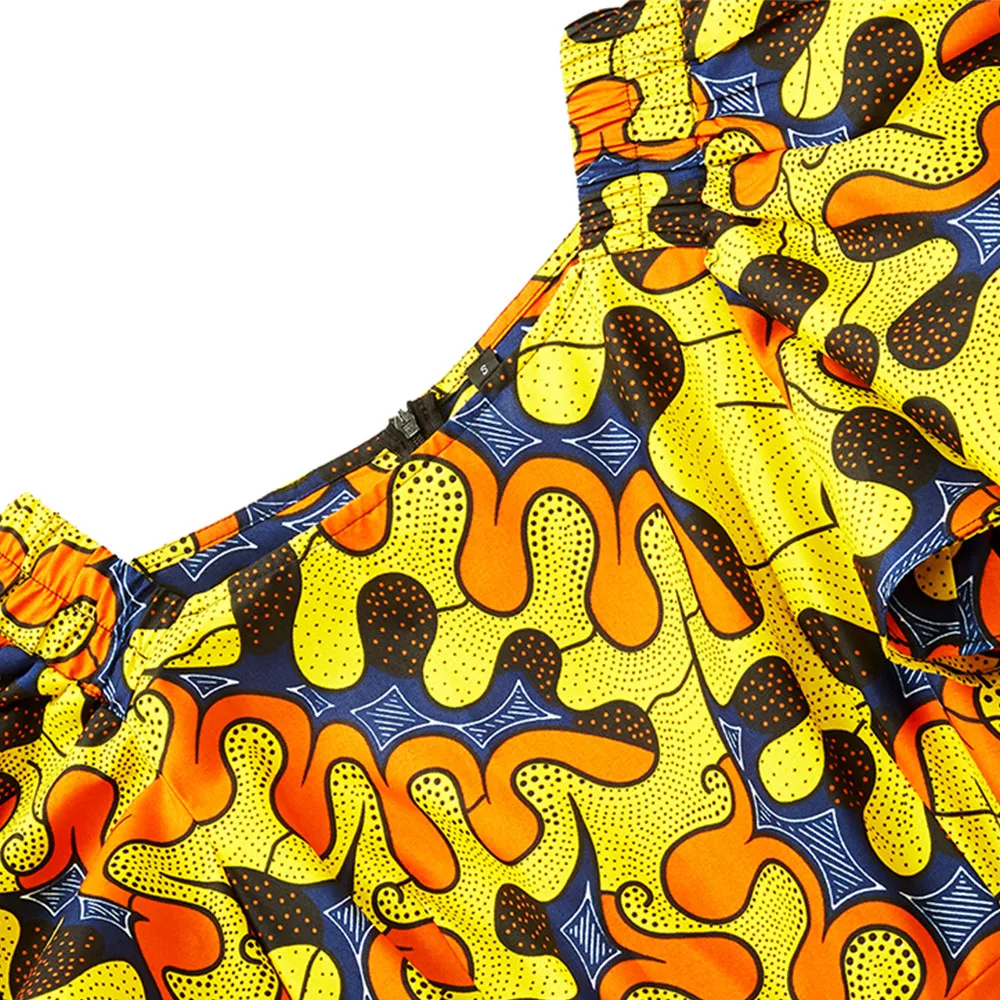 African Dresses for Women ankara Print Dresses cotton material new Women one shoulder dress fashion African Clothing