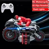 Big Size High Simulation Motorcycle 2.4G Remote Control Motorcycle Stunt Driving 3D Flips Rotation RC Stunt Motorbike Boy Gift 1