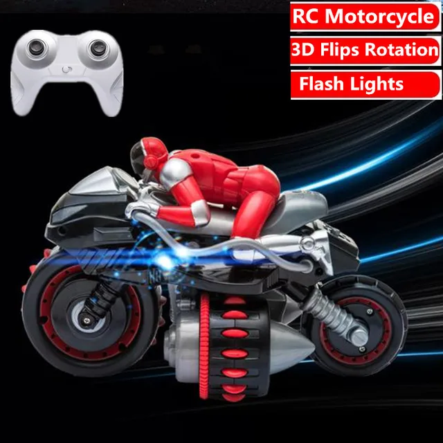 Big Size High Simulation Motorcycle 2.4G Remote Control Motorcycle Stunt Driving 3D Flips Rotation RC Stunt Motorbike Boy Gift 1